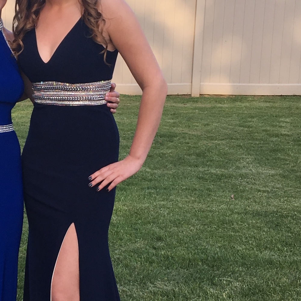 XScape Navy Blue Prom Dress
